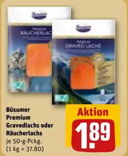 REWE Büsumer Premium Gravedlachs oder Räucherlachs Angebot