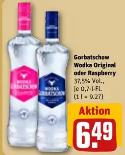 REWE Gorbatschow Wodka Original oder Raspberry 37,5% Vol., Angebot