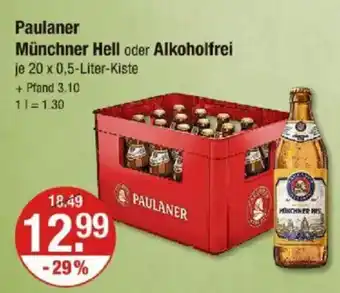 V Markt Paulaner Münchner Hell oder Alkoholfrei Angebot