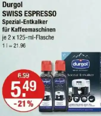 V Markt Durgol SWISS ESPRESSO Spezial-Entkalker für Kaffeemaschinen Angebot