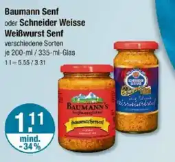 V Markt Baumann Senf oder Schneider Weisse Weißwurst Senf Angebot