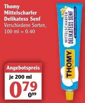 Globus Thomy Mittelscharfer Delikatess Senf 200ml Angebot