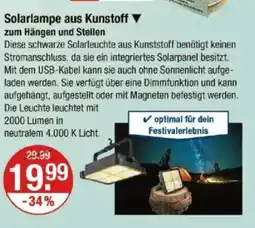 V Markt Solarlampe aus Kunstoff zum Hängen und Stellen Angebot