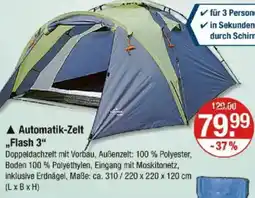 V Markt ▲ Automatik-Zelt „,Flash 3" Angebot