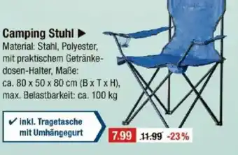 V Markt Camping Stuhl Material: Stahl, Polyester, mit praktischem Getränke- dosen-Halter, Maße: Angebot