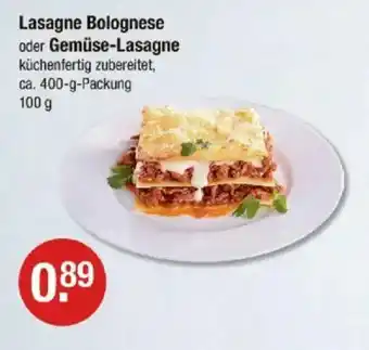 V Markt Lasagne Bolognese oder Gemüse-Lasagne Angebot