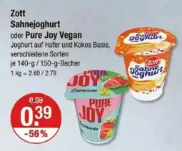 V Markt Zott Sahnejoghurt oder Pure Joy Vegan Angebot