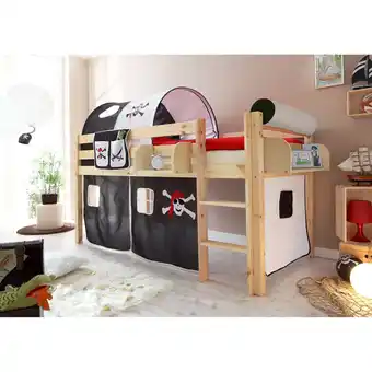 Netto Marken-Discount TiCAA Hochbett Malte Kiefer Natur Motiv Hochbett mit Leiter, 90 x 200 cm Angebot