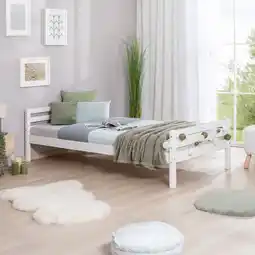 Netto Marken-Discount TiCAA Einzelbett Nadine Kiefer massiv Weiß Angebot