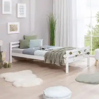 Netto Marken-Discount TiCAA Einzelbett Nadine Kiefer massiv Weiß Angebot