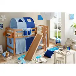 Netto Marken-Discount TiCAA Hochbett mit Rutsche Podestbett Tino Buche Natur Classic teilbar mit Farbauswahl Angebot