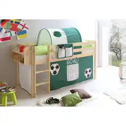 Netto Marken-Discount TiCAA Hochbett Malte Kiefer Natur GOAL mit Vorhang Angebot