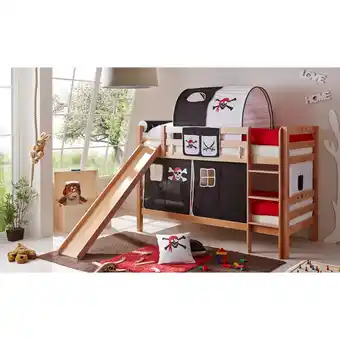 Netto Marken-Discount TiCAA Etagenbett mit Rutsche Lupo Buche Natur Motiv Angebot