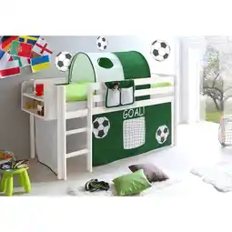 Netto Marken-Discount TiCAA Hochbett Malte Kiefer Weiß GOAL inkl. Vorhang Angebot