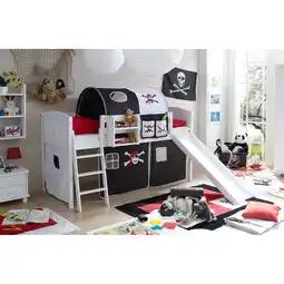 Netto Marken-Discount TiCAA Hochbett mit Rutsche Rutschbett Ekki Country Kiefer Weiß Motiv Angebot