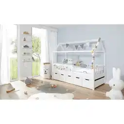 Netto Marken-Discount TiCAA Hausbett Traumhaus mit 5er Schubkästen Kiefer Weiß Angebot