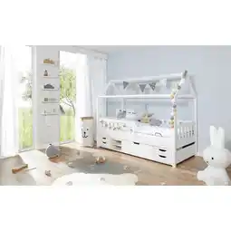 Netto Marken-Discount TiCAA Hausbett Traumhaus mit Funktionsschubkasten Kiefer Weiß Angebot
