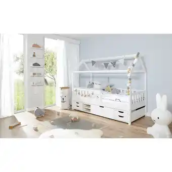 Netto Marken-Discount TiCAA Hausbett Traumhaus mit Funktionsschubkasten Kiefer Weiß Angebot