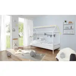 Netto Marken-Discount TiCAA Kinderbett Hausbett Lina 90x200 cm Kiefer weiß Angebot