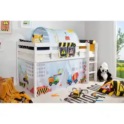 Netto Marken-Discount TiCAA Hochbett Oskars Baustelle inkl. Zubehör Kiefer weiß Angebot