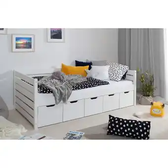 Netto Marken-Discount TiCAA Sofabett Naomi inkl. 5x Schubkästen, 100x200, Weiß Angebot