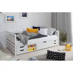 Netto Marken-Discount TiCAA Sofabett Naomi inkl. Funktionsschubkästen, 100x200, Weiß Angebot