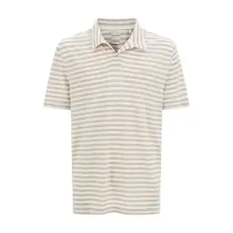 Netto Marken-Discount Guess Polo Kurzarm-Poloshirt EMBRO STRIP in Regular Fit mit Allover-Streifenmuster aus Leinenmix Angebot