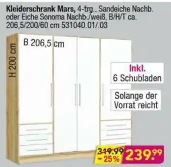 Möbel Boss Kleiderschrank Mars Angebot