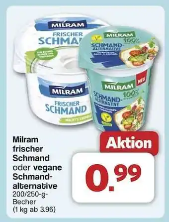 Famila Nord Ost Milram frischer Schmand oder vegane Schmandalternative Angebot