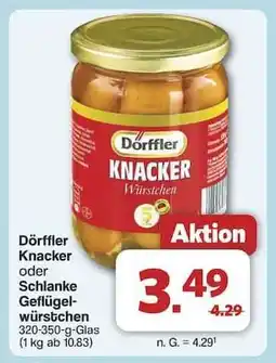 Famila Nord Ost Dörffler Knacker oder Schlanke Geflügelwürstchen Angebot