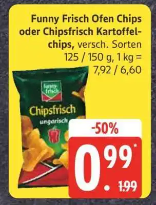 Edeka Funny Frisch Ofen Chips oder Chipsfrisch Kartoffelchips Angebot