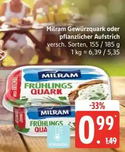 Edeka Milram Gewürzquark oder pflanzlicher Aufstrich Angebot