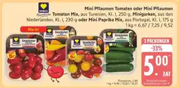 Edeka Mini Pflaumen Tomaten oder Mini Pflaumen Tomaten Mix, Minigurken, Mini Paprika Mix Angebot