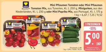 Edeka Mini Pflaumen Tomaten oder Mini Pflaumen Tomaten Mix, Minigurken, Mini Paprika Mix Angebot