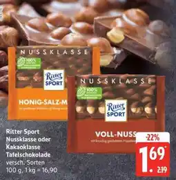 Edeka Ritter Sport Nussklasse oder Kakaoklasse Tafelschokolade Angebot