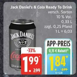 Edeka Jack Daniel's & Cola Ready To Drink Angebot