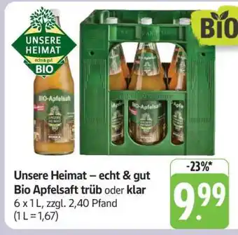 Edeka Unsere Heimat – echt & gut Bio Apfelsaft trüb oder klar Angebot