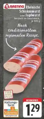 Edeka Rasting Rheinische Schinkenwurst oder Jagdwurst Angebot