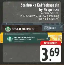 Edeka Starbucks Kaffeekapseln by Nespresso Angebot