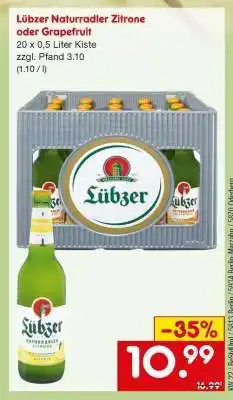 Netto Marken-Discount Lübzer Naturradler Zitrone oder Grapefruit Angebot