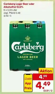 Netto Marken-Discount Carlsberg Lager Beer oder Alkoholfrei 0,0% Angebot