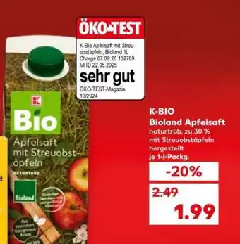 Kaufland K-BIO Bioland Apfelsaft Angebot