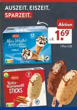 Aldi Süd Mucci Mini Waffelhörnchen & Keks-Karamell Sticks Angebot
