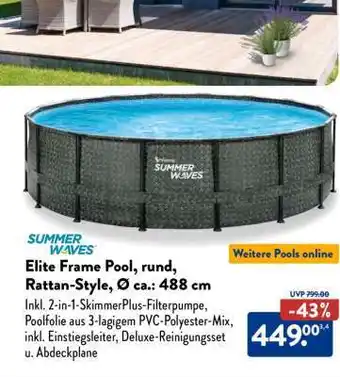 Aldi Süd Elite Frame Pool, rund, Rattan-Style, Ø ca.: 488 cm Angebot