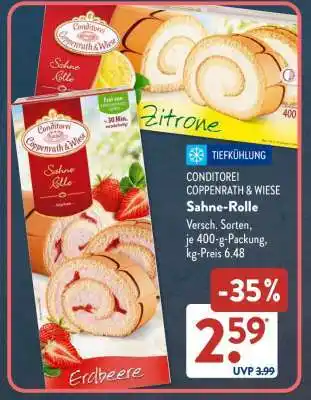 Aldi Süd Conditorei Coppenrath & Wiese Sahne Rolle Angebot