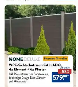 Aldi Süd WPC-Sichtschutzzaun CALLADO, 4x Element + 6x Pfosten Angebot