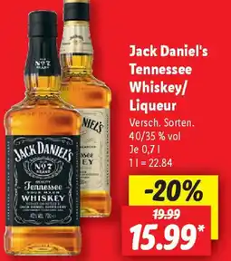 Lidl Jack Daniel's Tennessee Whiskey/ Liqueur Angebot