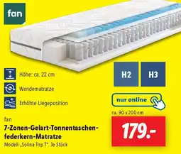 Lidl fan 7-Zonen-Gelart-Tonnentaschen- federkern-Matratze Angebot