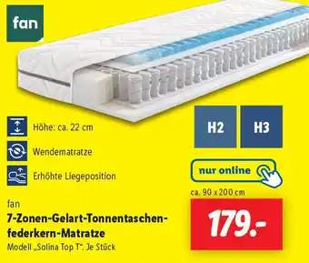 Lidl fan 7-Zonen-Gelart-Tonnentaschen- federkern-Matratze Angebot