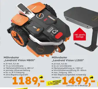 Globus Baumarkt WORX Mähroboter „Landroid Vision L1300" Angebot